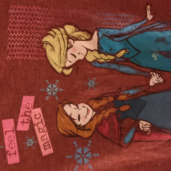 💖 Disney 6/6X, Frozen t-shirt burgundy short sleeve with sparkles - Picture 3 of 4